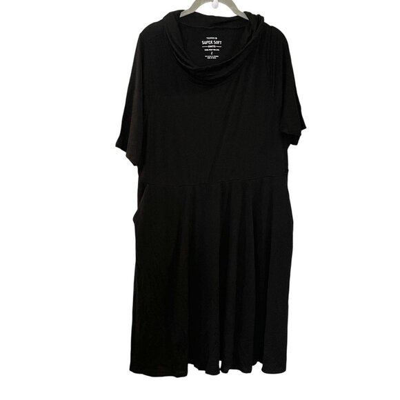 Torrid Cowl Neck Skater Dress Super Soft Knits Black Solid Stretchy Fall 2X - Picture 2 of 8